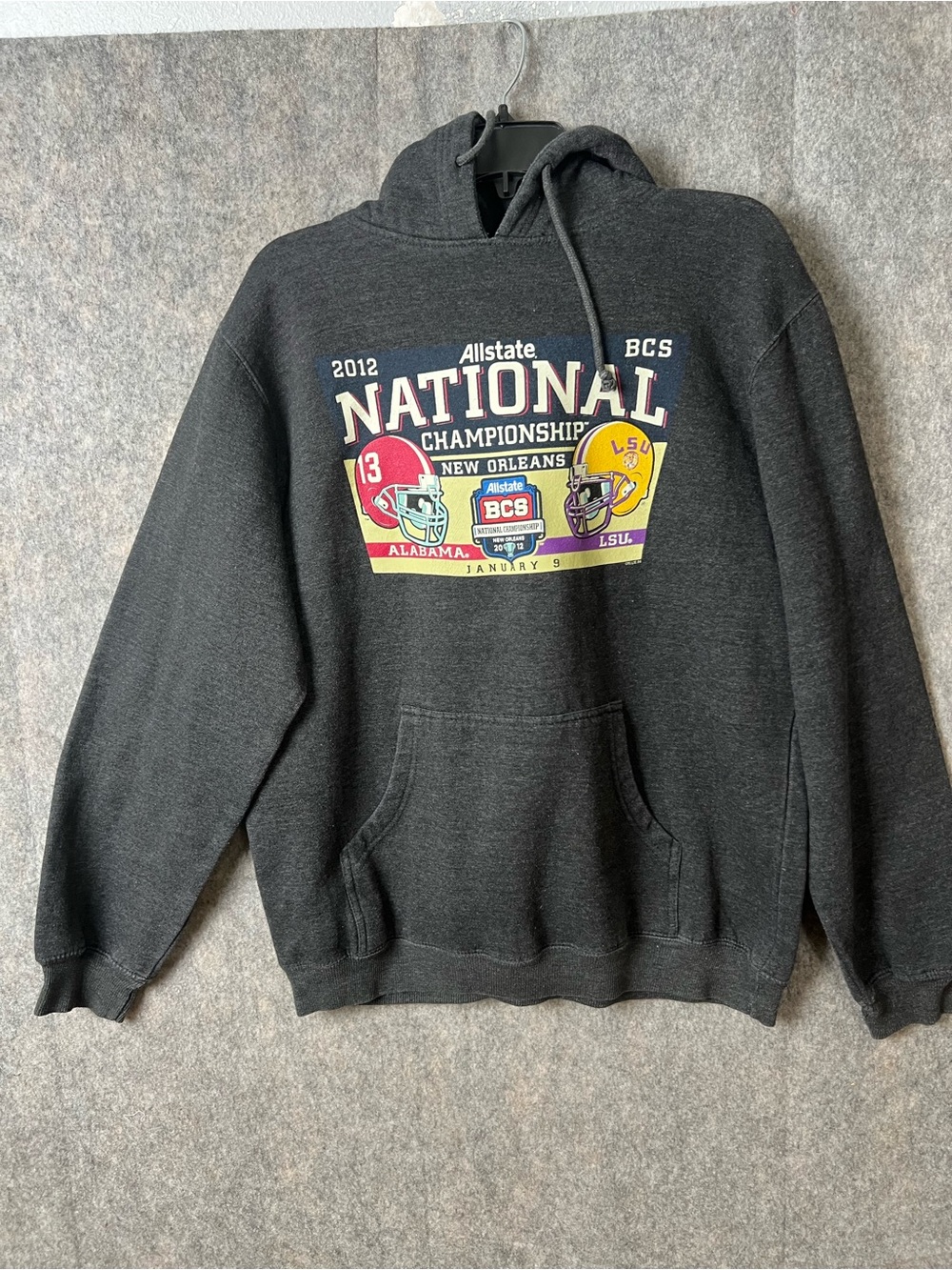 Storm Fleece STATE National Championship Charcoal Hoodie LSU Vs Alabama 2012‎